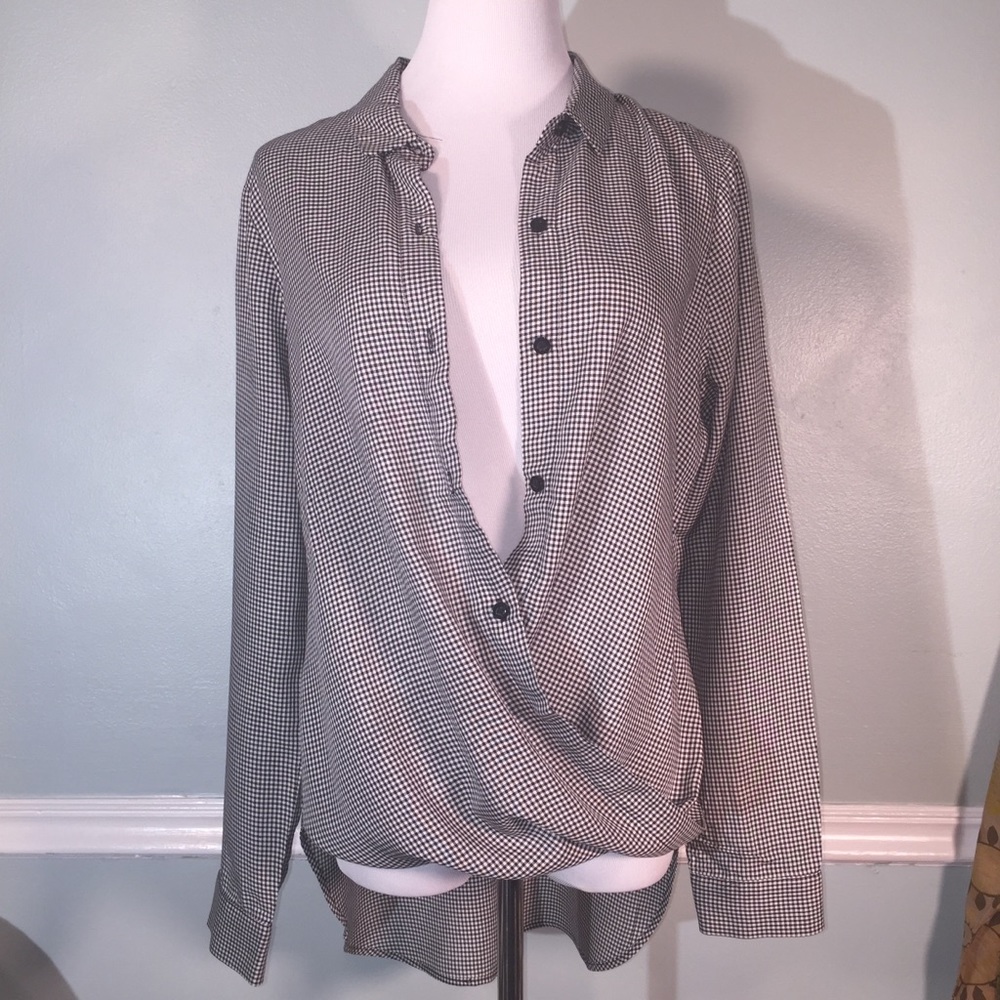 BCBGeneration Black and White Gingham Blouse